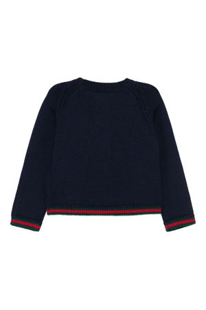 cardigan in lana blu GUCCI KIDS | 823227XKEWP4180